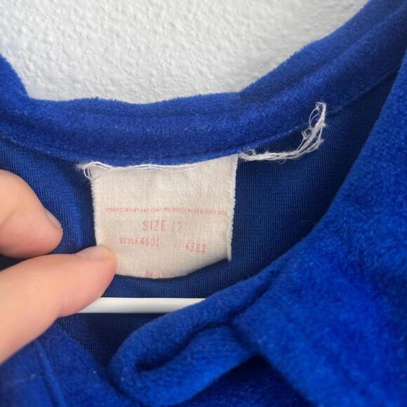 Vintage 60s - 70s cobalt blue peter pan collar snap button robe - Picture 4 of 5